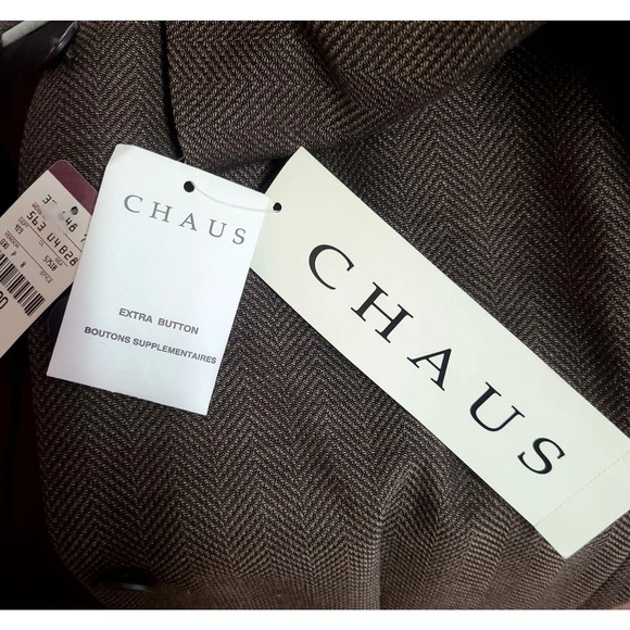 Vintage Chaus Blazer Herringbone Lambswool  Rayon Suit Separate Brown Size 8 - Picture 13 of 16